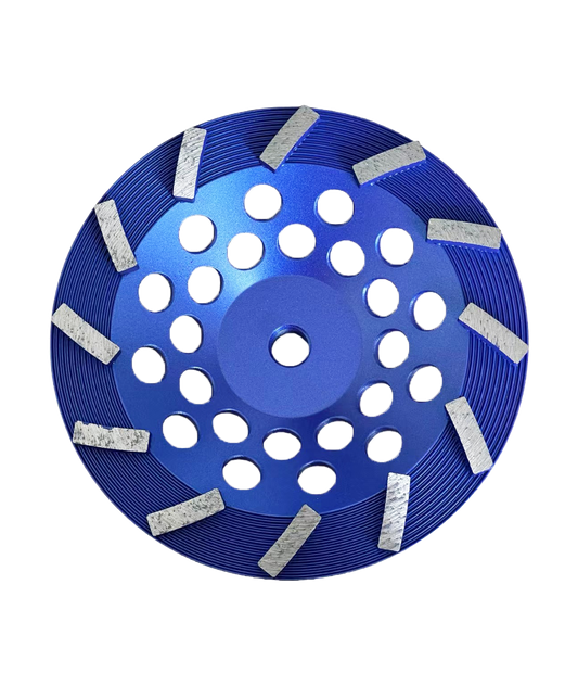 7" 12 SEGMENT SPIRAL CUP WHEELS WITH 5/8"-11 THREAD